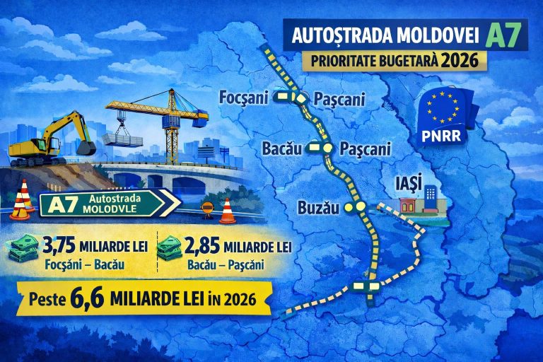 Autostrada Moldovei A7 primește cea mai mare alocare bugetară în 2026. Peste 6,6 miliarde de lei pentru tronsoanele din estul țării